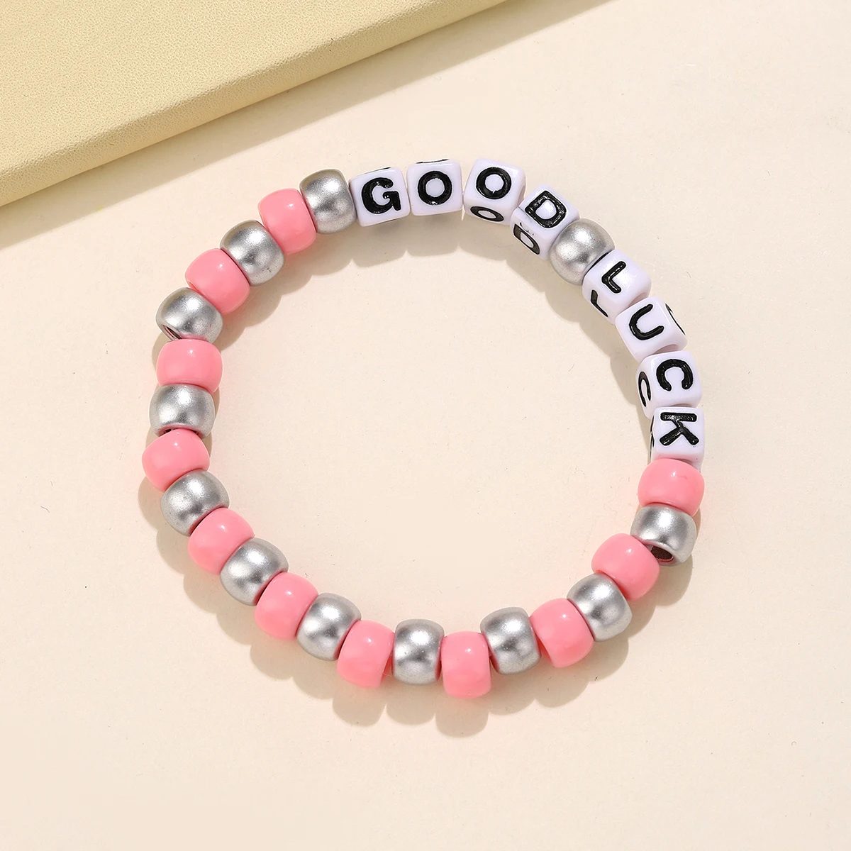 Wholesale EDM Style Custom Letter Elastic Beaded Bracelet Colorful Acrylic Pony Beads RAVE Kandi Bracelet