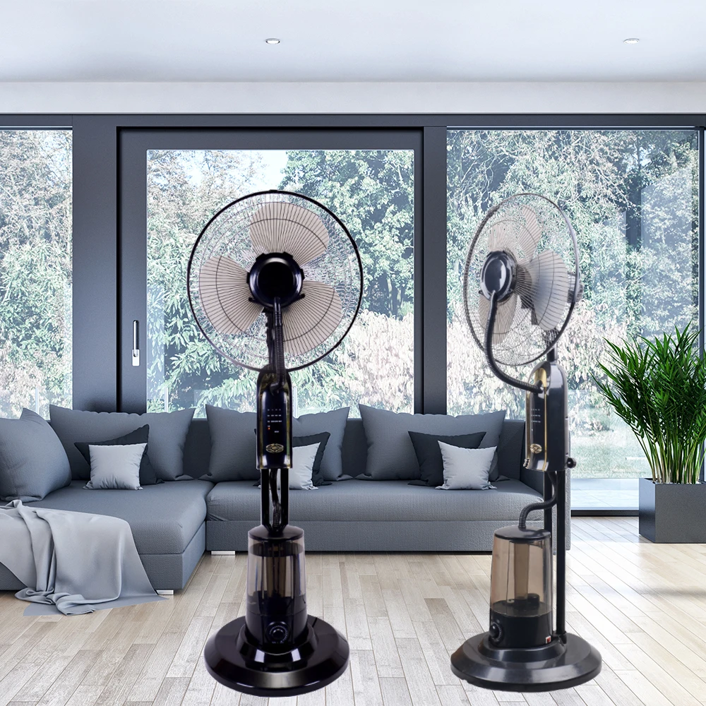 Wholesale high-quality customizable graphic LOGO Office uses DC motor to swing cooling spray water fan with remote control