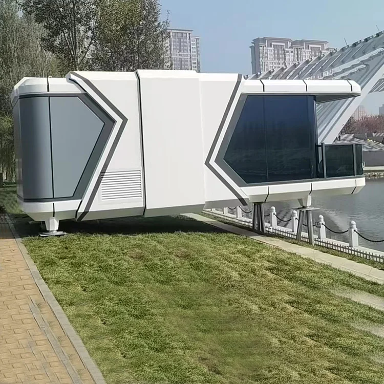 Хорошая цена роскошная стеклянная настенная алюминиевая пластина интеллектуальная мебель дом-капсула модульный сборный дом