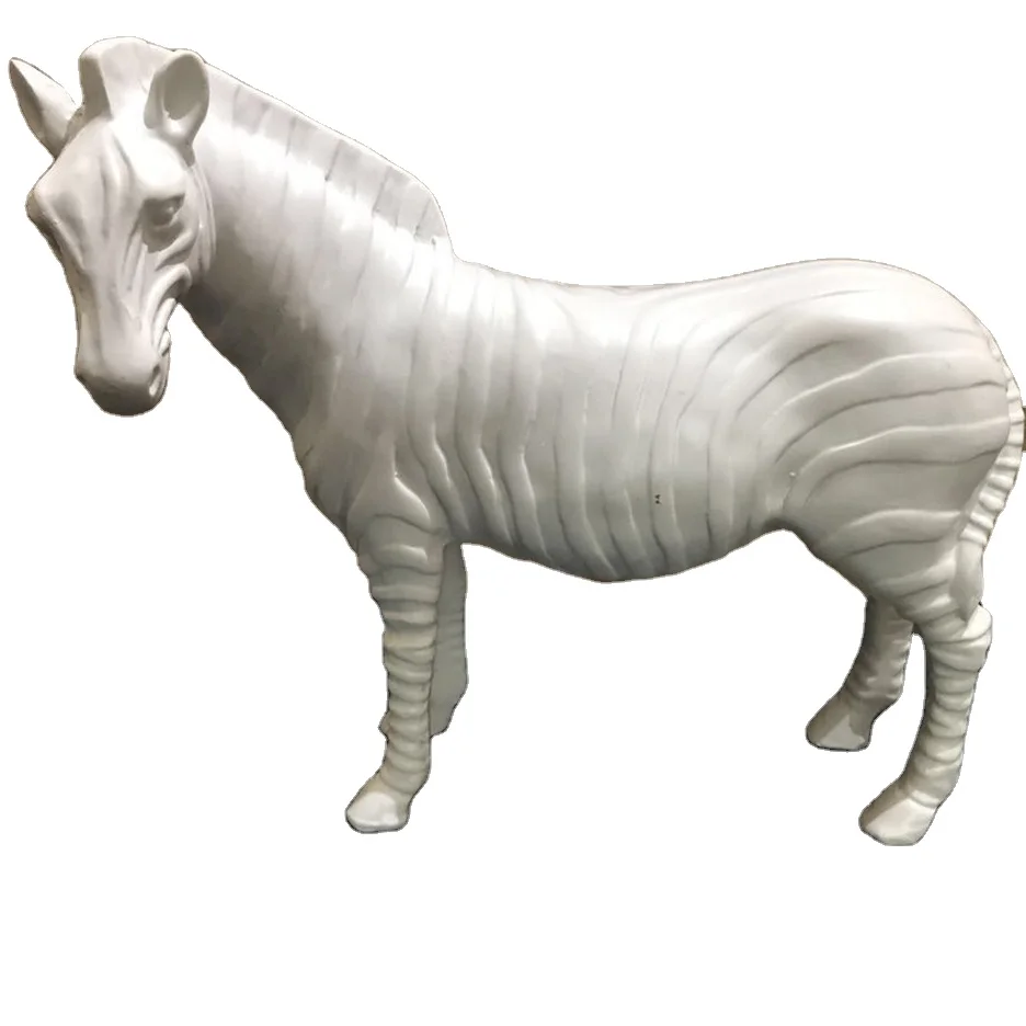 Hand Painted Abstract White Resin Garden Life Size Horse Sculpture