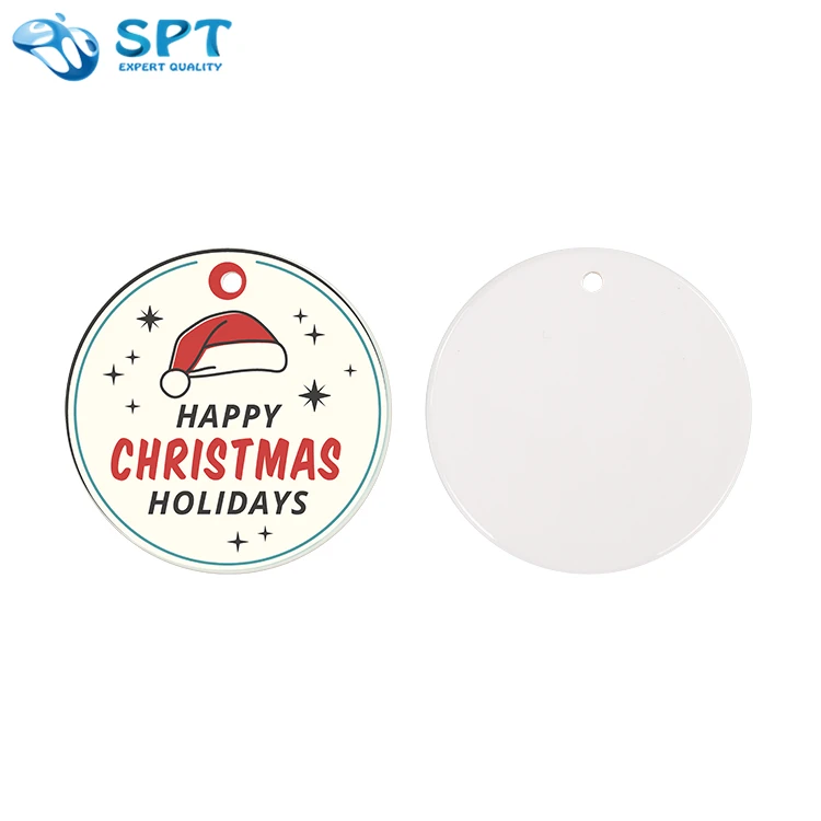 In Stock Low Moq Personalized Felt Christmas Round Flat Ornament For Hanging