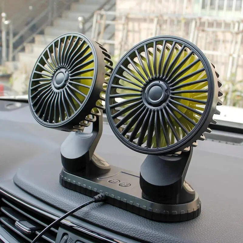 
2021 New Suction Cup Single Double Head 5.5 Inch 12V24V USB 360 Rotating Windshield Car Electric Fan 