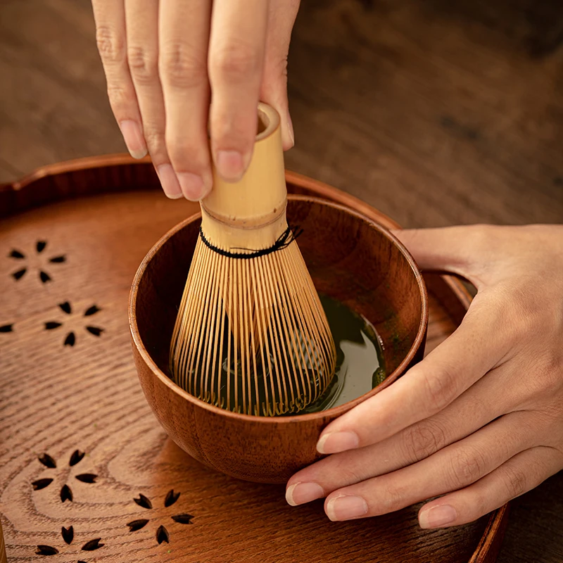 Natural And Black Bamboo Handmade Bamboo Matcha Tea Hand Whisk Chasen for Matcha Whisk Set