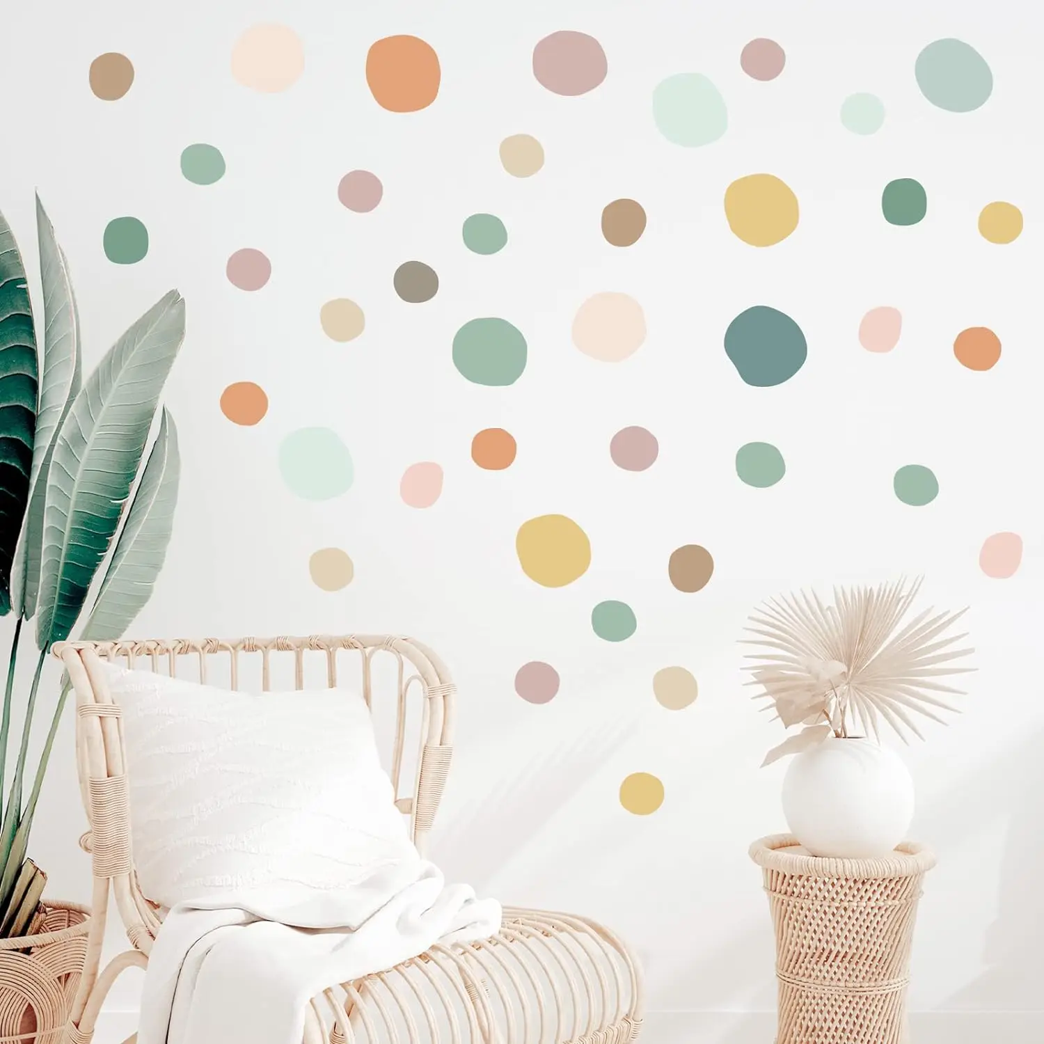 Polka Dots Wall Decal Boho Rainbow Wall Sticker Wallpaper Boho Vinyl Removable Art Sticker