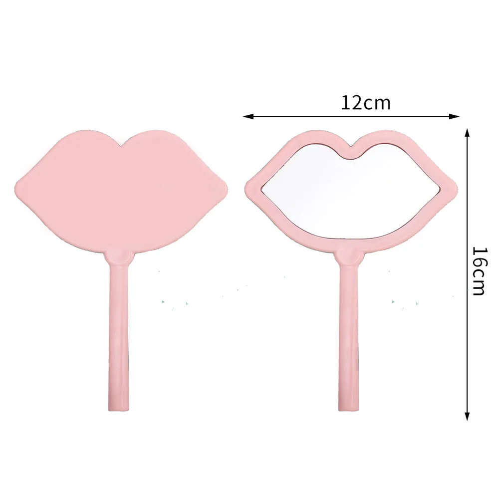 Factory Wholesale Logo Printing Lip Shape Makeup Mirror Handhold Pocket Eyelash Extension Mirror