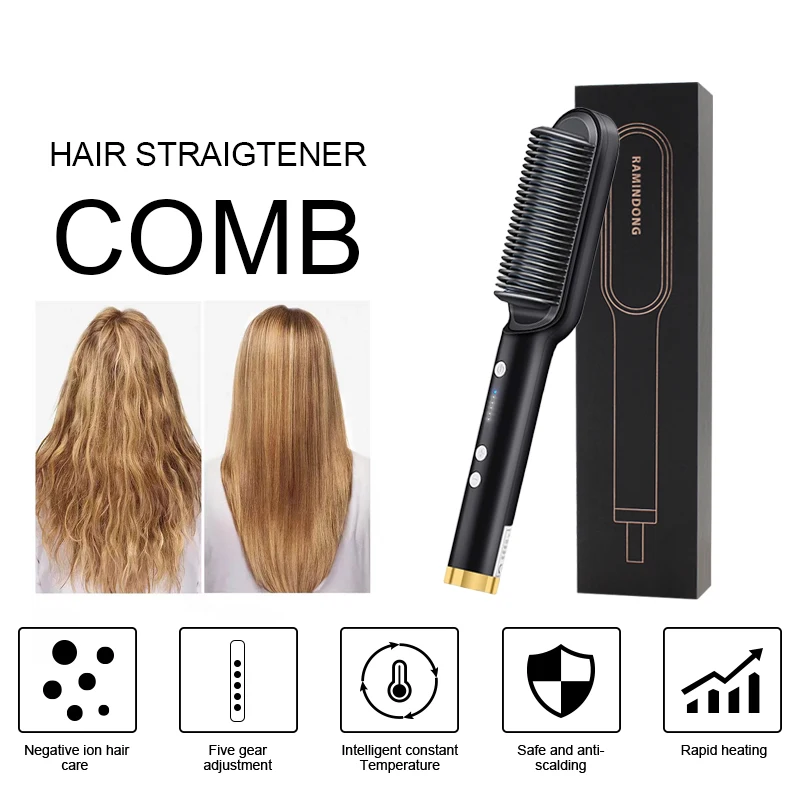 Shipping Amazon FBA Warehouse  Women Iconic Hair Brush Straightener Brush Electric
