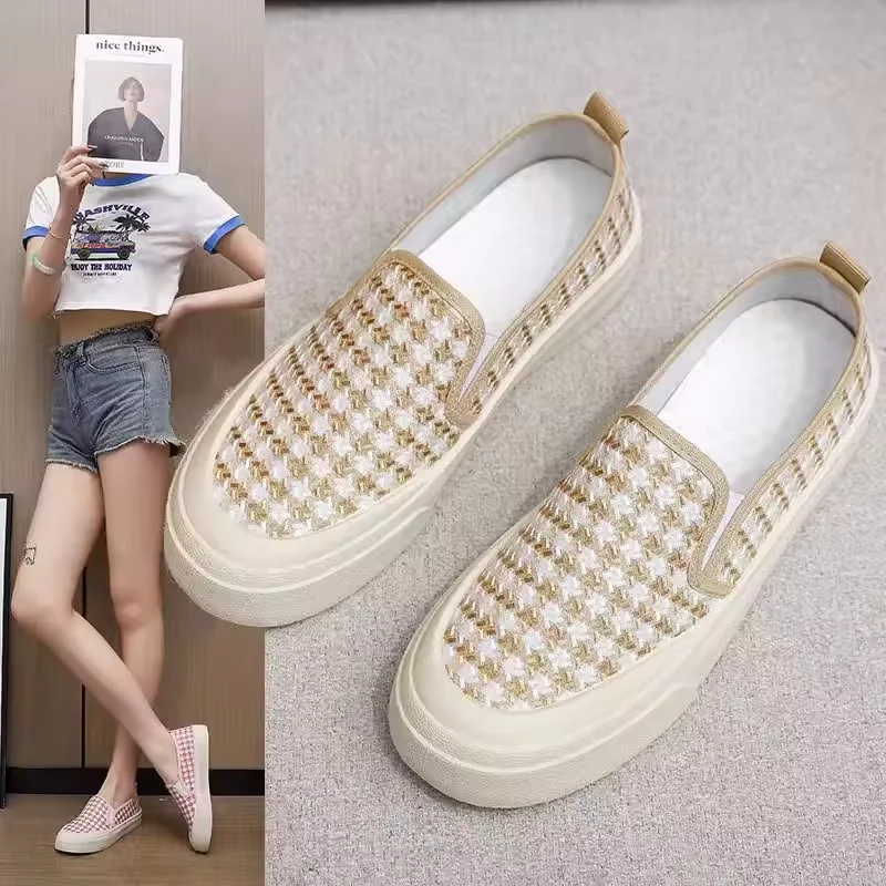 KUNTAI fashionable girls shoes spring and summer shoes slip on soft thick soles non-slip walking sneakers ladies