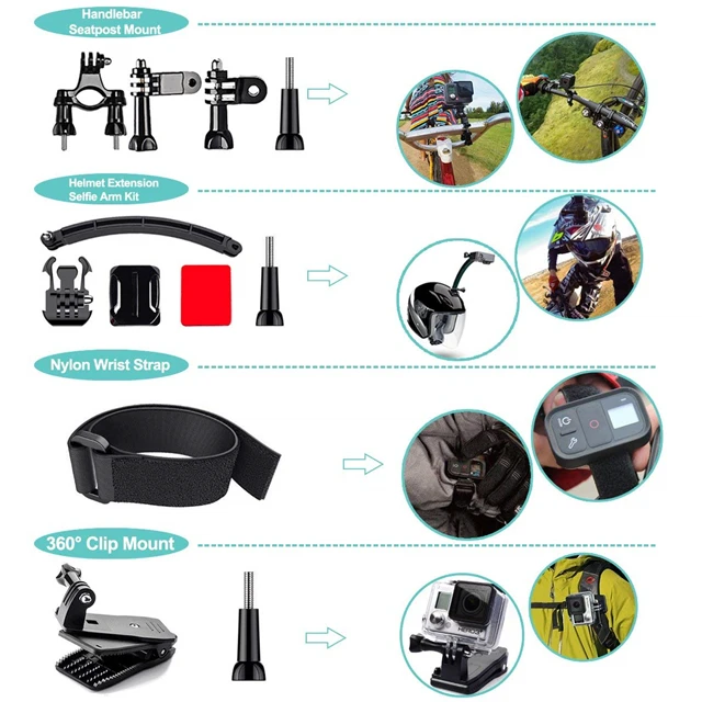 Комплект аксессуаров для экшн-камеры GoPro 10 9 8 7 6 5 Insta 360 AKASO 50 в 1