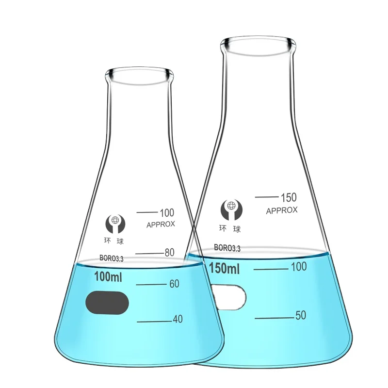 conical flat-bottomed laboratory glass flask