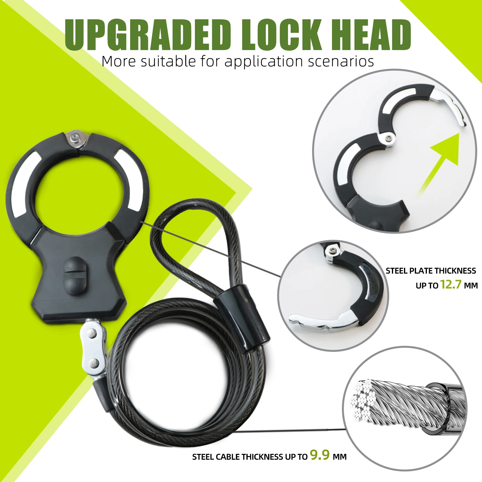 Heavy Duty motorcycle Bike scooter cuff Lock Bicycle Chain Lock Scooter Accessories part grip loop Electric Pedicab lock