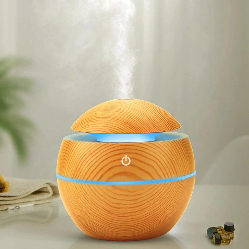 Home Office Mini Cool Mist Maker Electric Difusores Aroma Diffuser Wood Ultrasonic 130ML Air Humidifier Essential Oil Diffuser