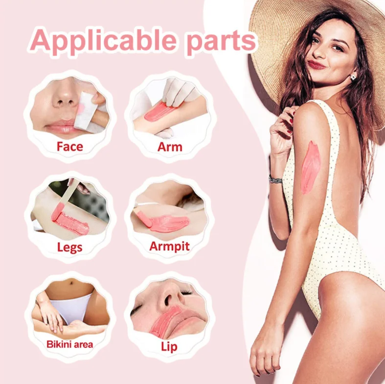 2022 New Easy To Clean 400ml Silicone Pot Depilatory Wax Melting Machine Portable Pink Paraffin Wax Heater Foldable Hair Removal