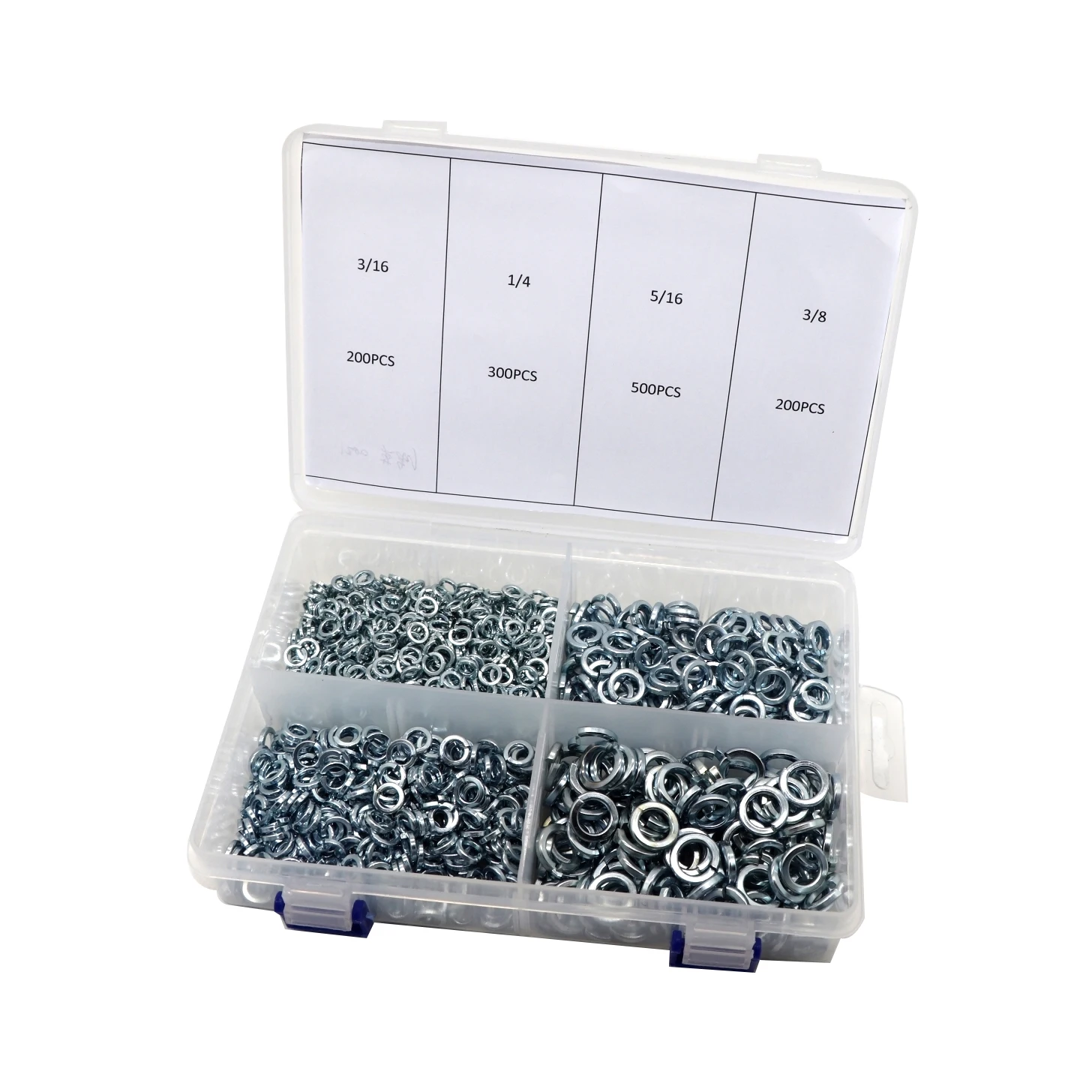 SYD-1042 1200PCS 4 размера ассортимент имперской дюймовый синий оцинкованный Сплит Стопорная шайба