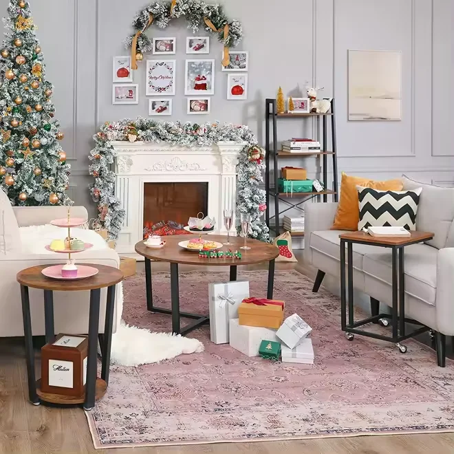 factory supplier oak round coffee table easy assemble furniture wood side table for sale