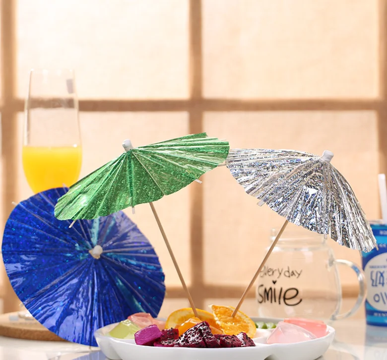 Shiny  Stick Skewer Mini Customized Cocktail Umbrella