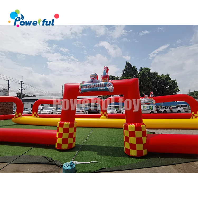 High quality PVC material inflatable race car track bumper track sport game track  barrier for sale