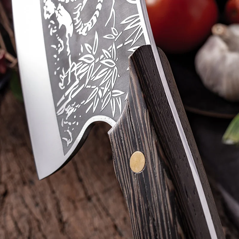 8 Inch Hand Forged Kitchen Knives High Carbon Steel Viking Cooking Knife Serbian Knife with Wenge Wood Handle