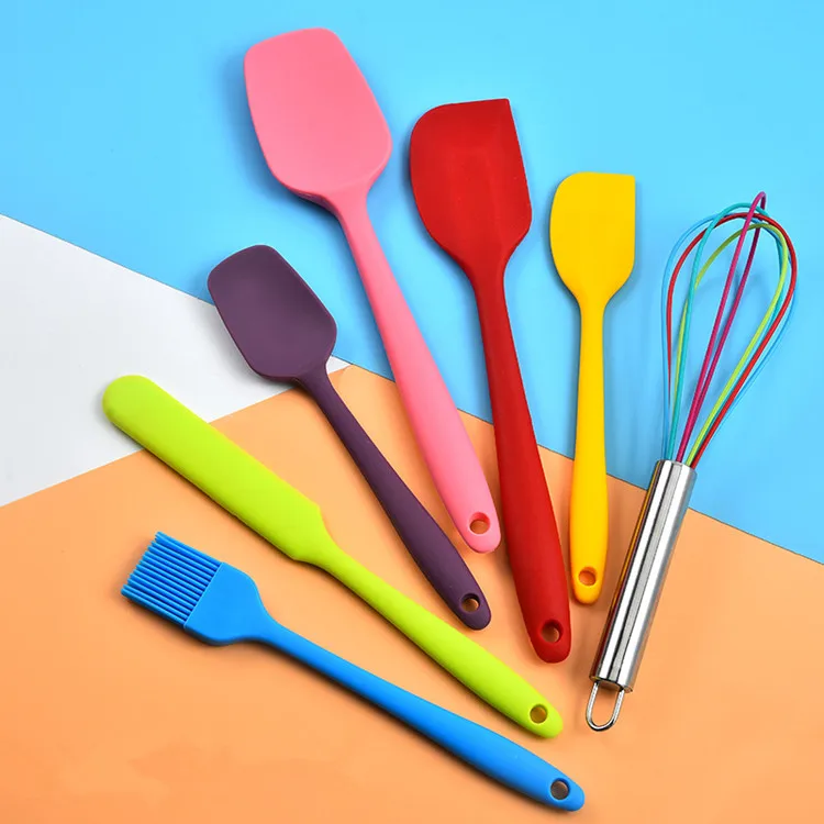7 piece new BPA free personalized silicone spatula & spoonula set