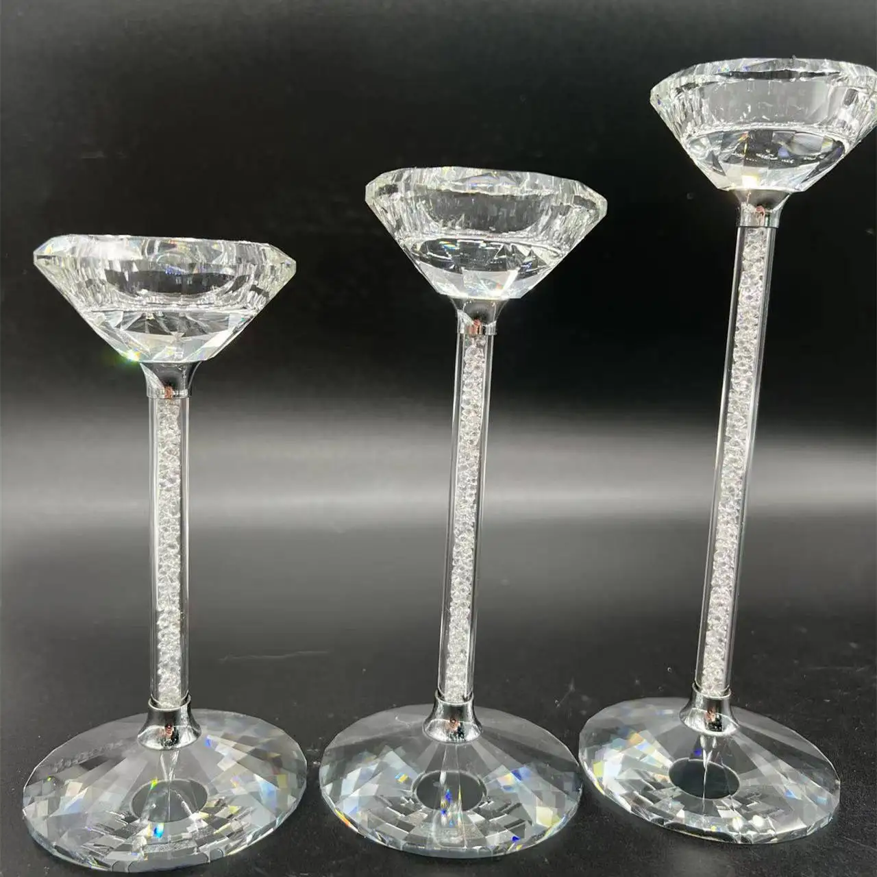 Заводская поставка свадебное или праздничное украшение для домашнего стола Алмазный хрустальный стеклянный держатель свечи