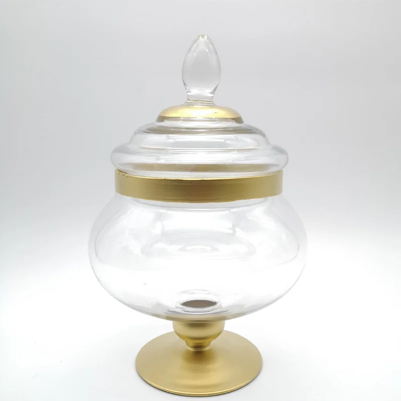 Hot Sale Crystal Candy Glass Storage Jar Bowl Set With Cover Lid For Home Kitchen