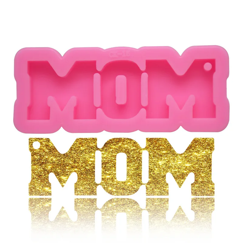 Diy silica gel mirror resin alphabet mom key chain mold crystal sugar cake baking silicone mold