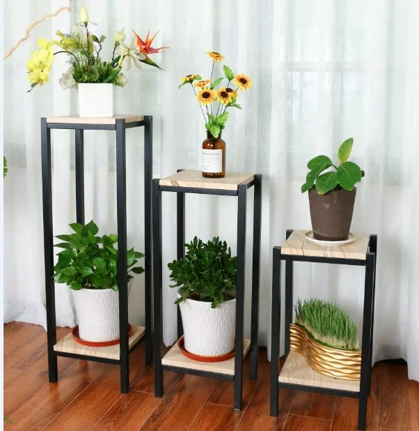 Modern Furnitures Black Iron Frame Sandstone Table Top Side Table