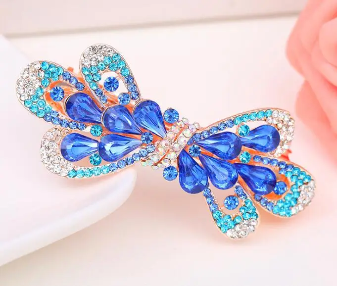 FJ02 высокое качество Стразы бант заколки из цинкового сплава Позолоченные заколки украшения для волос оптом