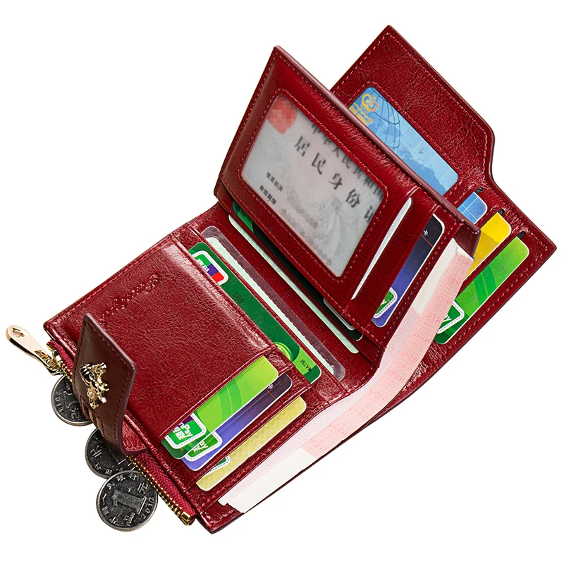 Leather fashionable Bee coin RFID ladies custom wallet sliding drawer gift box packcarteras luxury purse wallet women