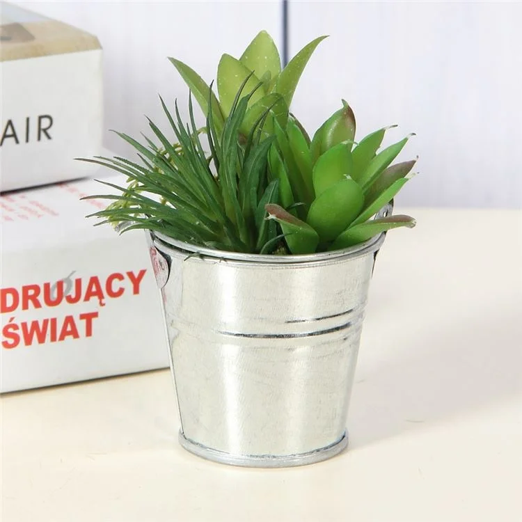 Best selling simple design plastic succulents flower cute pot plants faux mini succulents in tin pot