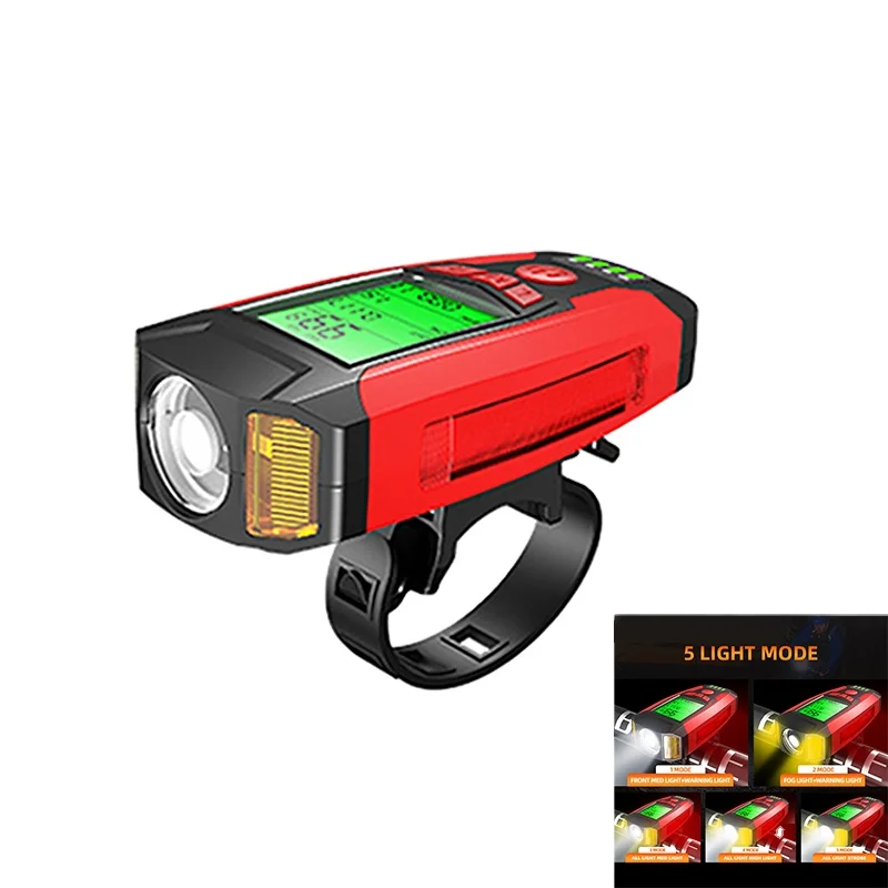 Super Bright Multifunctional BM01 Bike Front Light 5 Light Modes Rechargeable Bike Light with Horn
