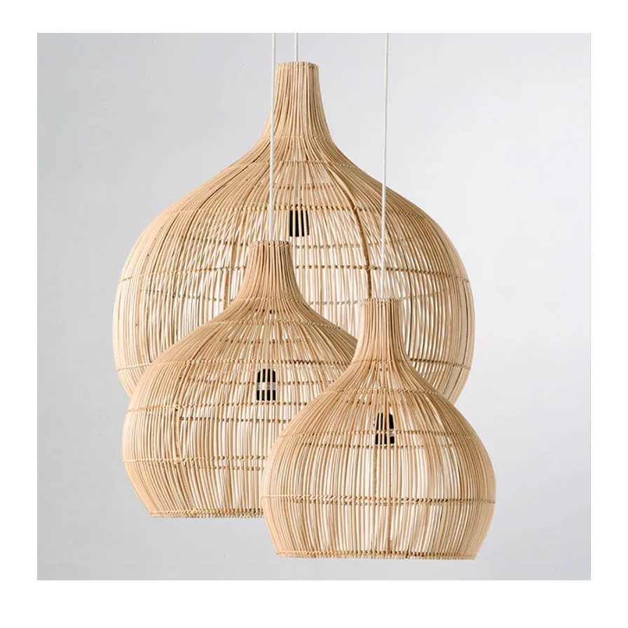 Quansheng natural bamboo woven hanging lamp lighting home decor bamboo crafts