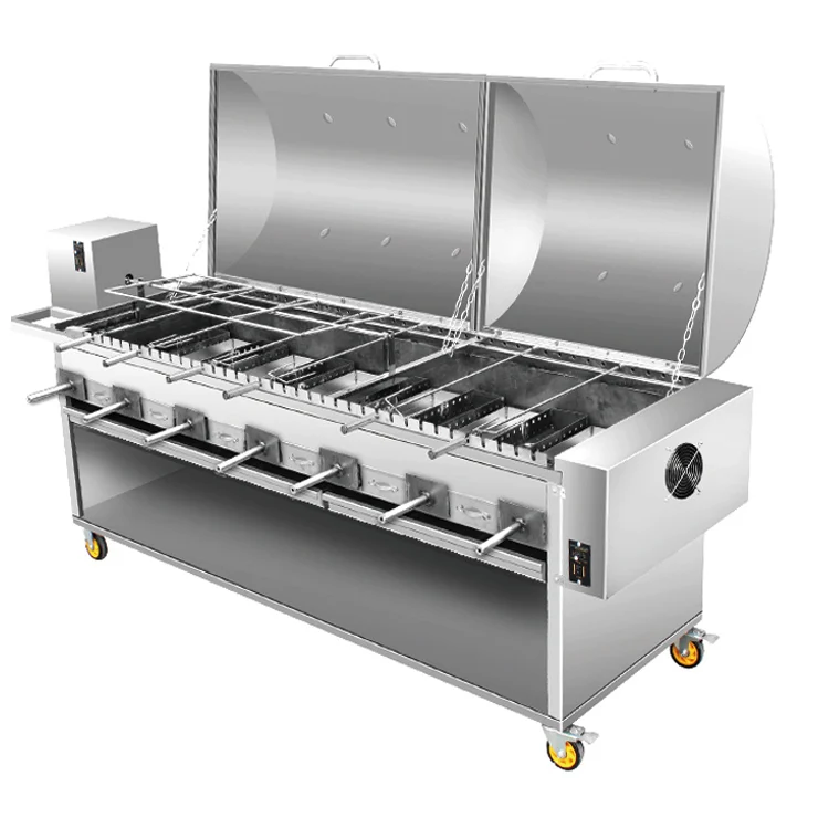 Wholesale outdoor trolley  rotary chicken grill automatic gas electric charcoal  kebab lamb   BBQ grills machine