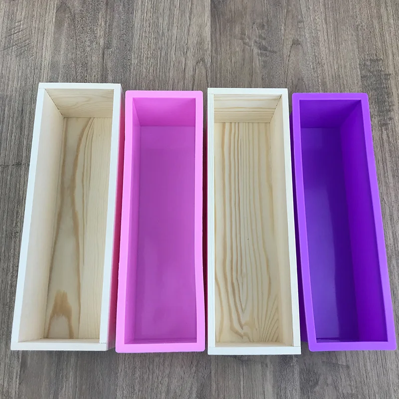 Hot Sell Handmade Large Rectangle Loaf Silicone Wooden Soap Mold For 1200g soap
