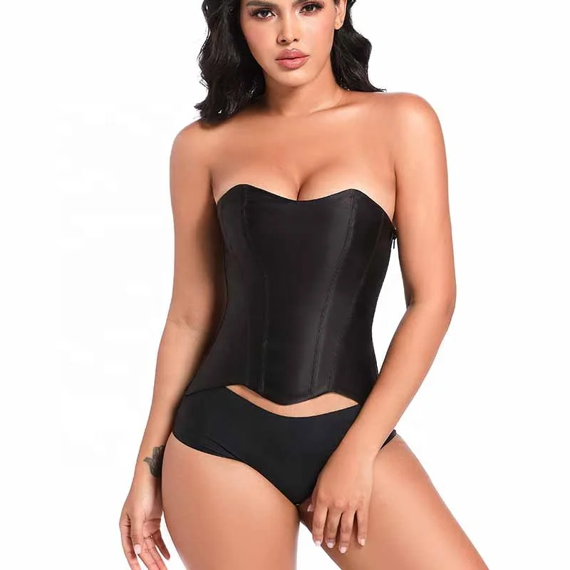 Personalized Strapless Haut Corset Pour Femme Party Boned Bodyshaper Lace Up Corset Tube Top Strappy Bustier Corset Top in Silk