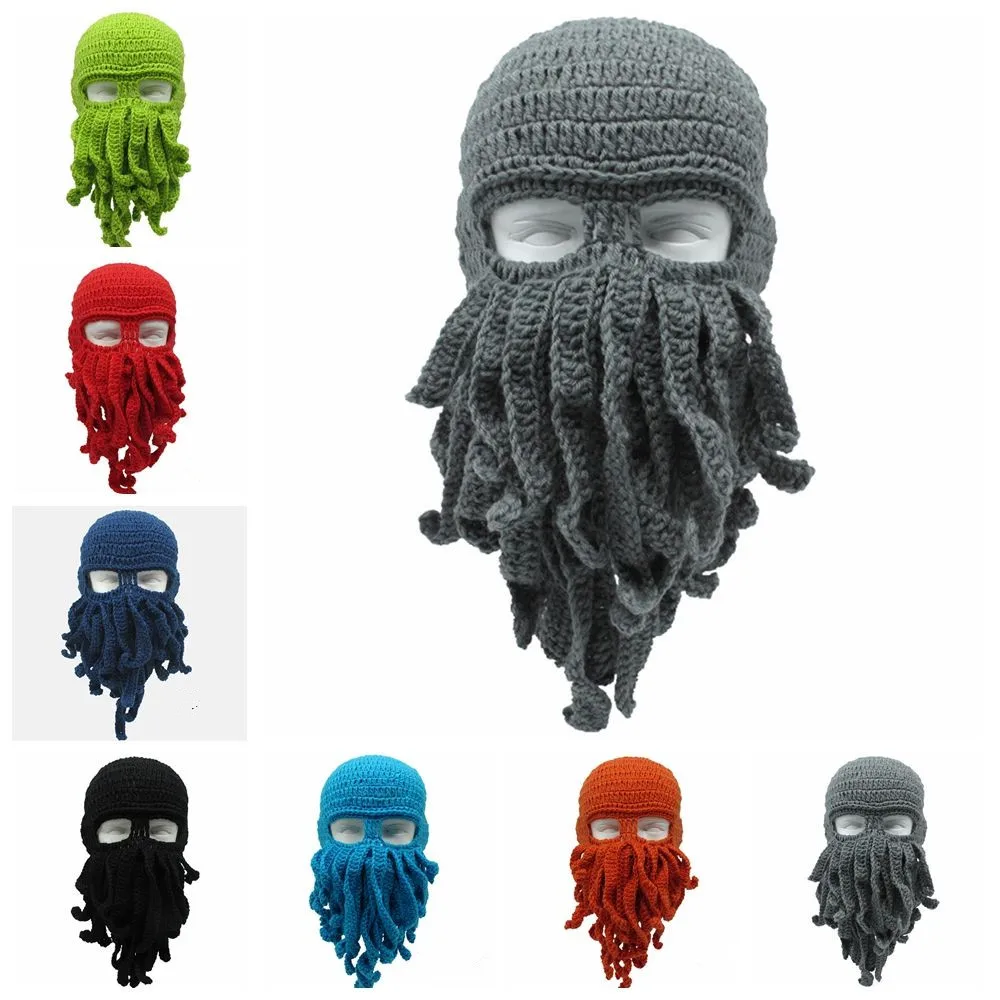 Dropshipping Handmade Octopus Wool Warm Winter Fedora Hats For Men Women Halloween Parties Bucket Hat