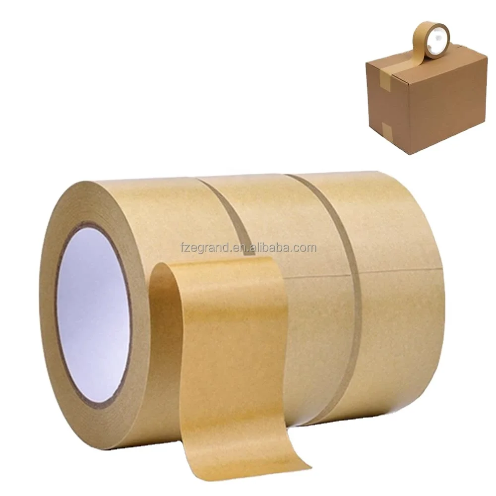 Custom Printing with Logo Reinforced Brown Gummed Water Activated Self Adhesive Eco Kraft Paper Packing Tape