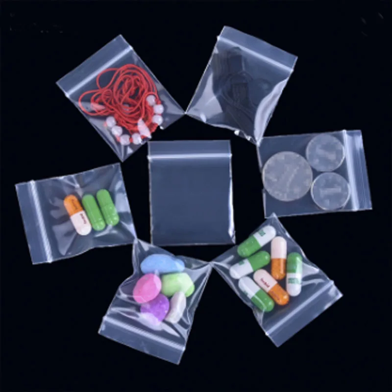 100 PCS Plastic Bags Ziplock Food Packaging Jewelry Small Zip Lock Bags Clear Fresh Keeping Dustproof Reclosable Candy Storage