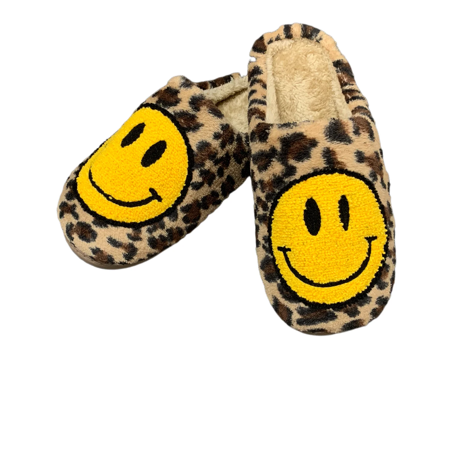 CIXI AIDA NEW COLOR  LEOPARD smiley face lightning ladies winter indoor fuzzy happy slides warm furry home slippers for women