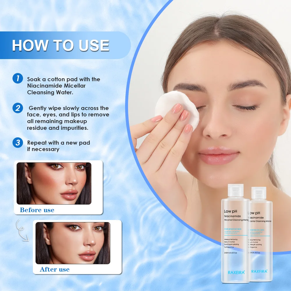 OEM/ODM Organic Makeup Remover Liquid Cleansing Water For Face Gentle Soothing Hydrating Liquid Makeup Remover Water