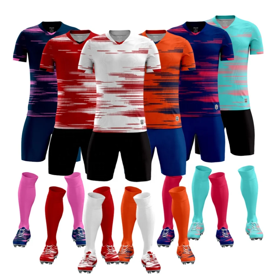 High quality quick dry Breathable 100% polyester Breathable fully printing football uniform soccer wear soccer jerseys for man