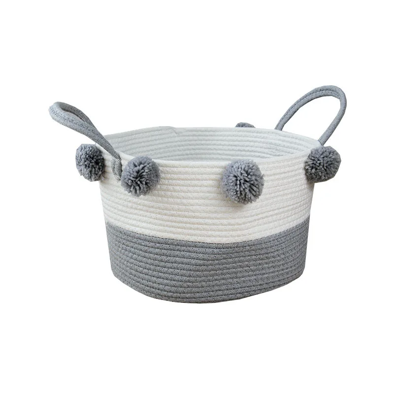 Custom size color 100% cotton rope Hand sewing storage box woven cotton rope clothing toy storage laundry basket