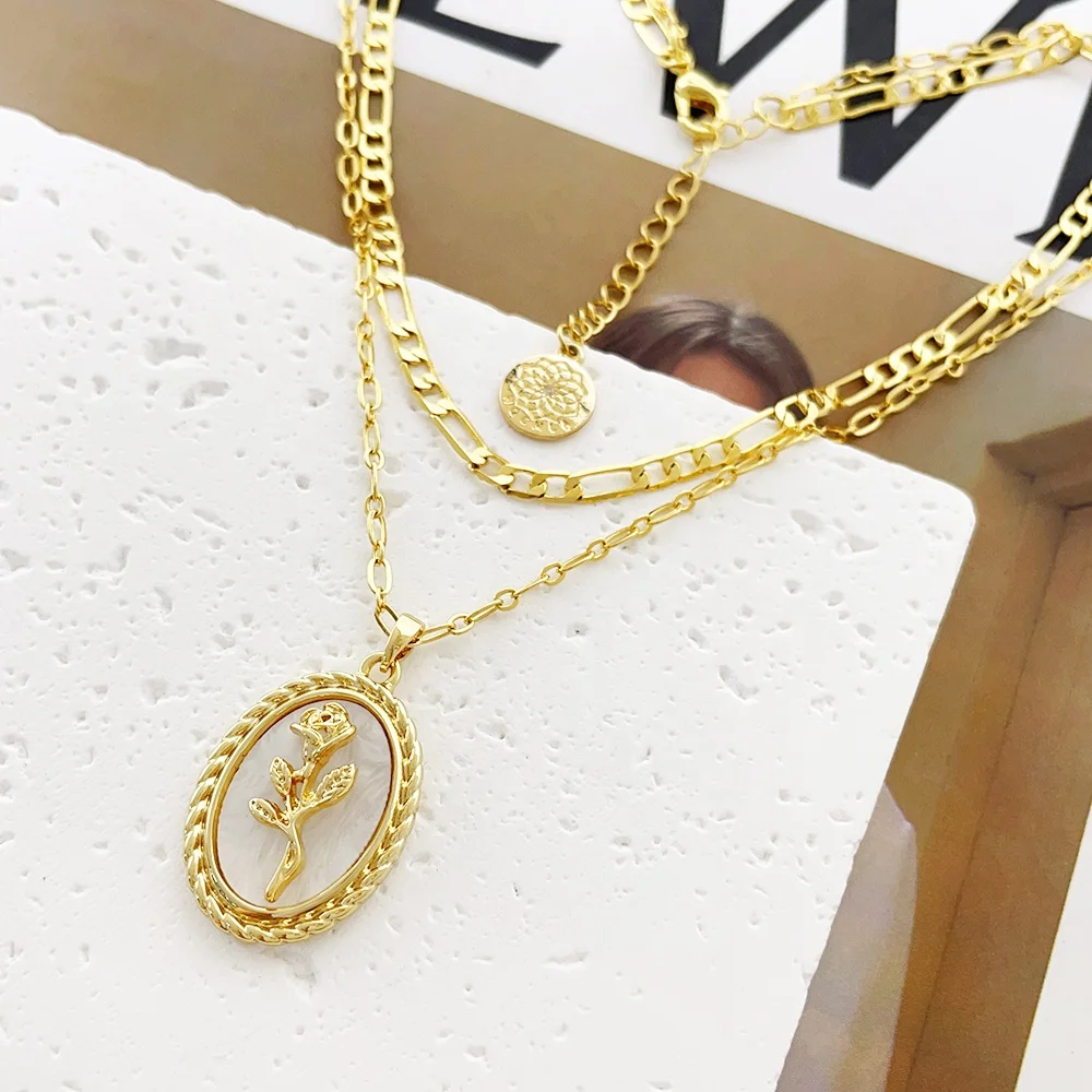Wholesale designer dubai 24k gold plated flower pendant necklace Brass Choker Acrylic necklace