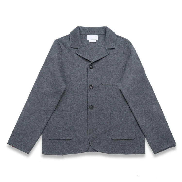 
casual style women wool winter knit coat long-sleeved lapel knitted blazer for women 
