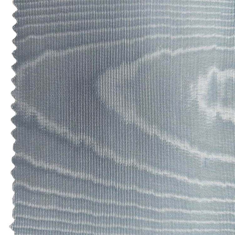 New Bengaline design lightweight 100 % polyester silk moire embossed fabric for dresses