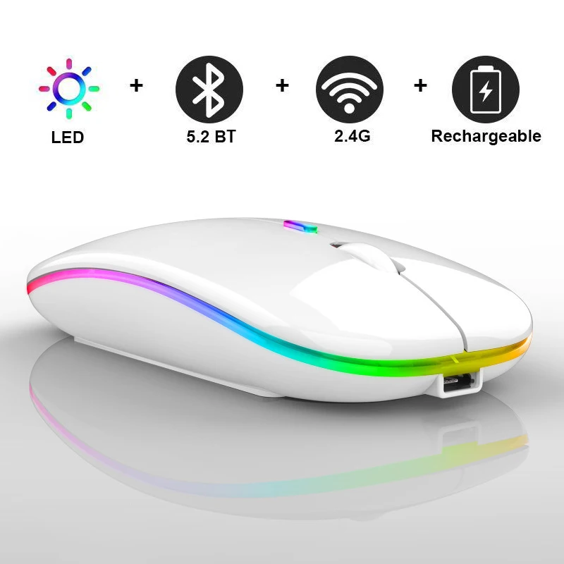 Factory Price 2.4ghz BT Rechargeable Dual Mode Wireless Charger Mouse Mini optical 1600DPI LED For Laptop PC Computer USB