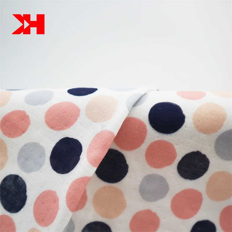 Kahn shaoxing supplier 3d digital custom printed dots organic cotton gauze kids fabric bamboo cotton