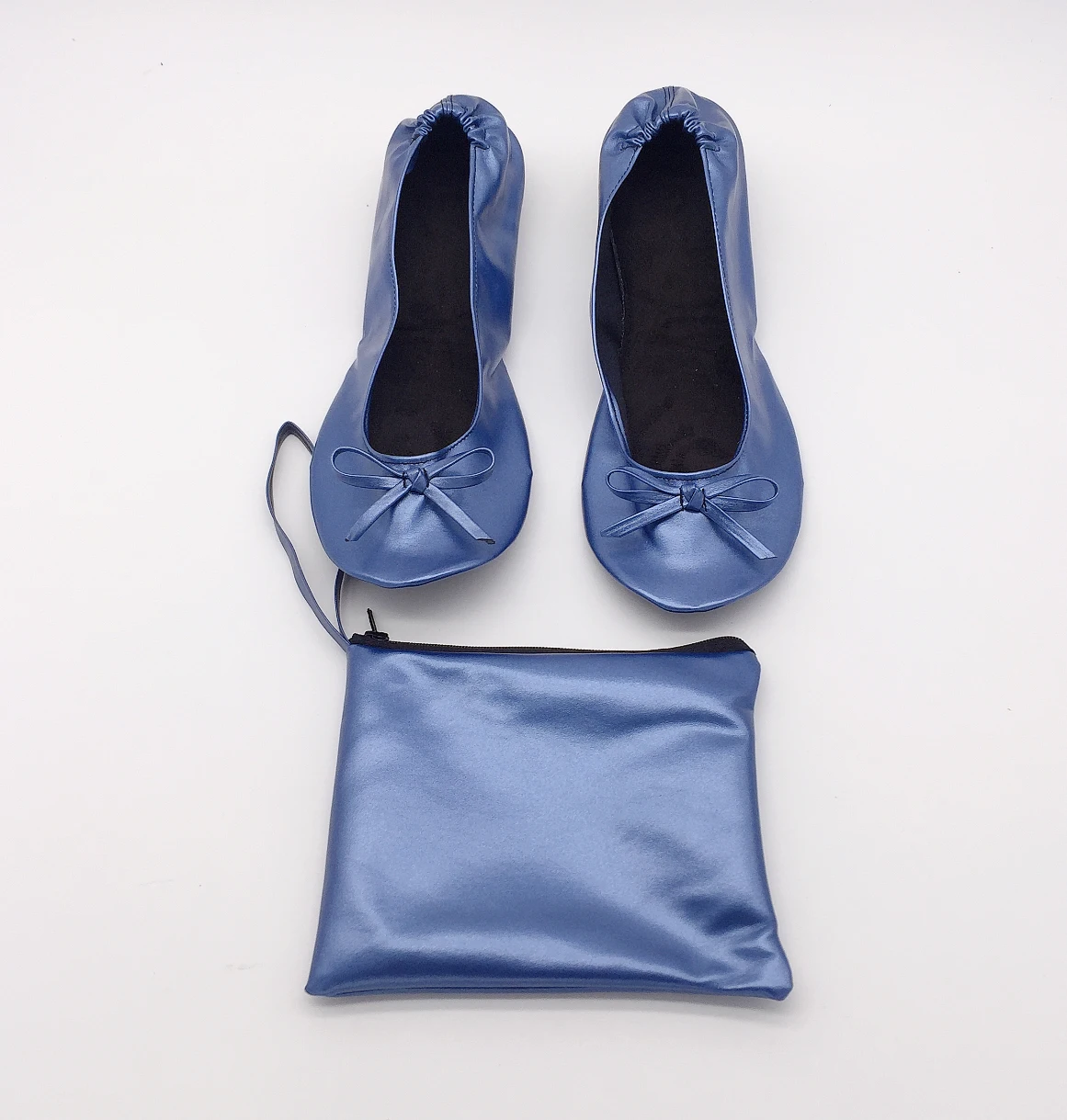 Cheap OEM custom navy blue folding women shoes