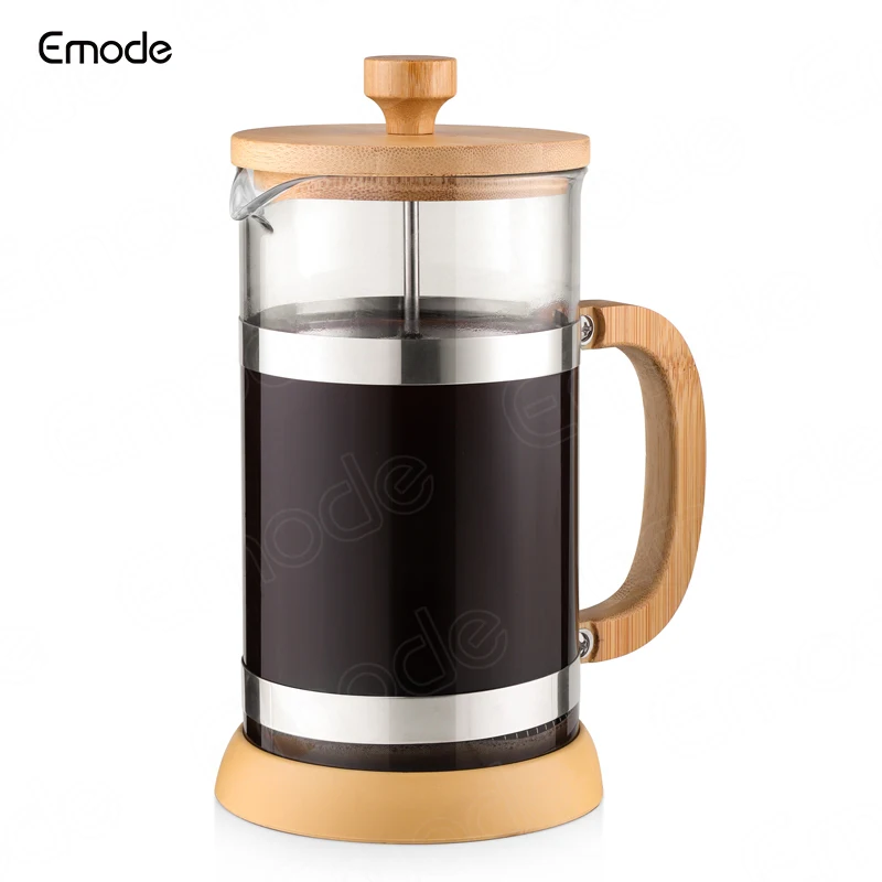 Borosilicate Glass French Press Coffee Maker Durable French Coffee Press with Bamboo Lid