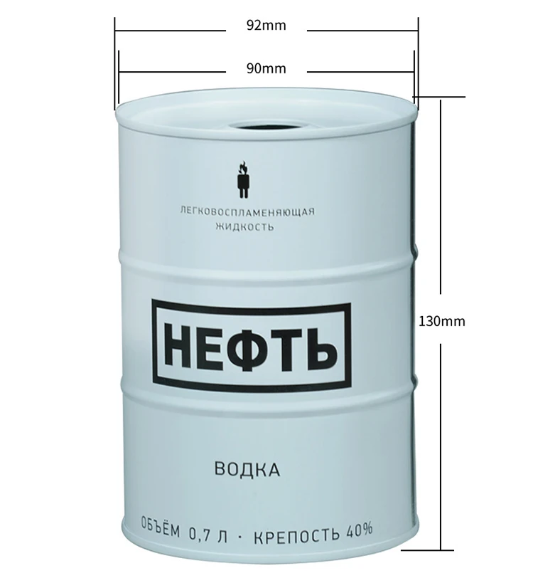 Hot Selling metal tin box packaging Vodka alcohol Liquor tin High Quality round shape Tin Can
