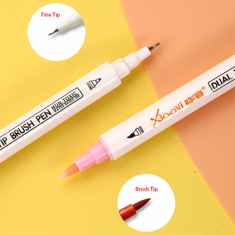 Customized Brand Colorful Dual Tip Watercolor Brush Marker Pen For Art Sketch